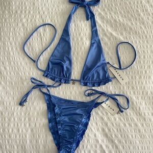 Pacsun Blue Cecilia Star Charm Halter Bikini Top and Bottom